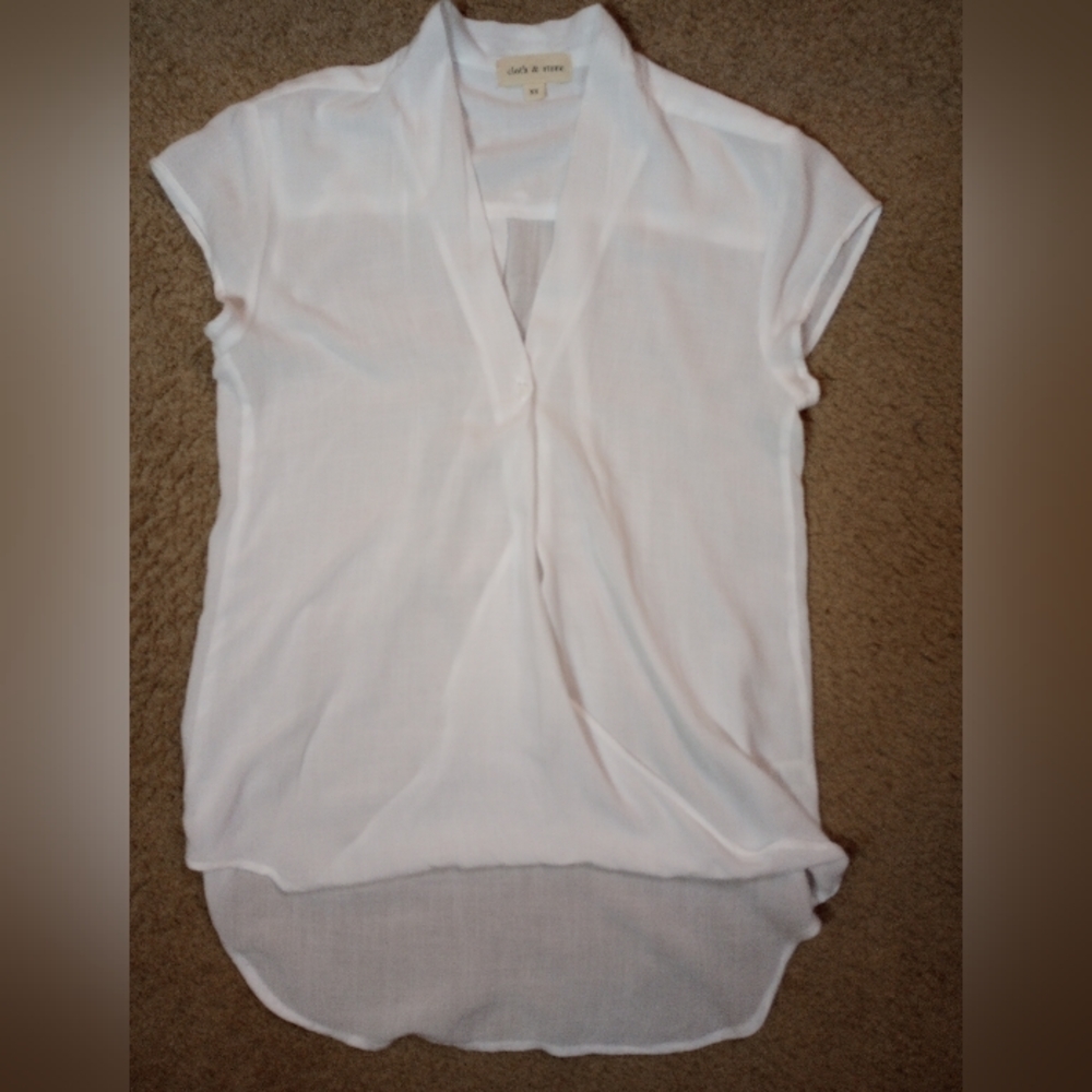 Cloth & Stone White Top Lightweight High Low Wrap Front Long Back Cotton XS